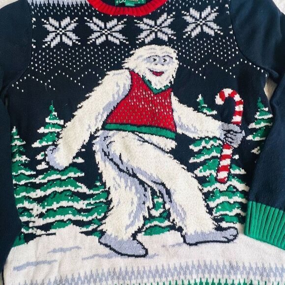 Ugly Christmas Sweater Womens Multicolor Abominable Snowman Pullover Size Large - Picture 2 of 6